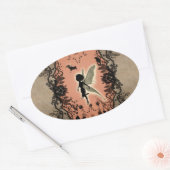 Cute fairy silhouette met gloeiende schil ovale sticker (Envelop)