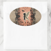 Cute fairy silhouette met gloeiende schil ovale sticker (Tas)