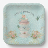 Cute Fairy Tea Cup Meisje Baby shower gepersonalis Papieren Bordje (Voorkant)
