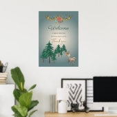 Cute Fairytale Woodland Deer Animals Baby shower Poster (Thuiskantoor)