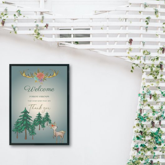 Cute Fairytale Woodland Deer Animals Baby shower Poster