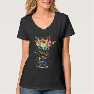 Cute Faith Hope Love Autism Awareness Month Asd Su T-shirt