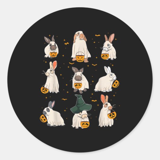 Cute Fall Bunny Ghost Costume Rabbit Lover Soky Se Ronde Sticker (Voorkant)