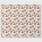 Cute Fall Coffee Beans & Cups Pattern Cadeaupapier (Vlak)