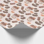 Cute Fall Coffee Beans & Cups Pattern Cadeaupapier (Hoek)
