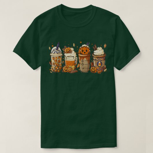 Cute Fall Coffee Pumpkin Spice Latte Iced Autumn H T-shirt (Design voorkant)