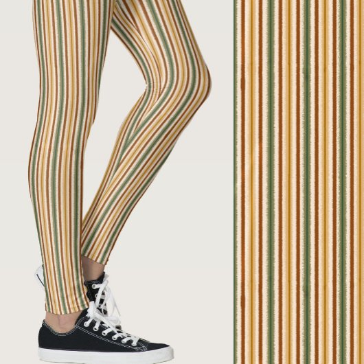 Cute fall colors fuzzy stripes seasonal patterned leggings