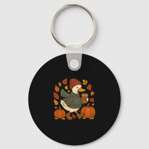 Cute Fall Eend Pumpkin Spice Latte Herfst Koffie G Sleutelhanger