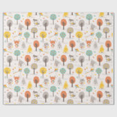 Cute Fall Forest animals with kites and trees Cadeaupapier (Vlak)