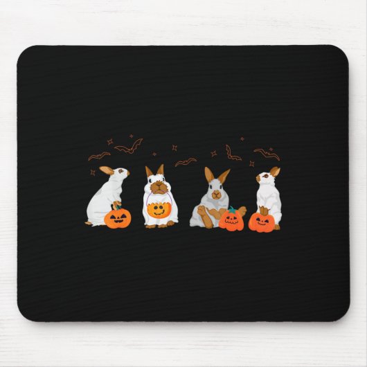 Cute Fall Geest Konijn Halloween Kostuum Muismat (Voorkant)