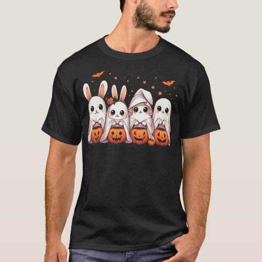 Cute Fall Ghost Bunny Rabbit Halloween Costume T-shirt (Voorkant)