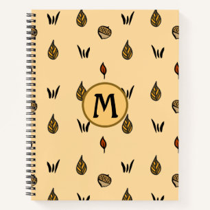 Cute Fall Leaves Acortern Custom Monogram Notitieboek