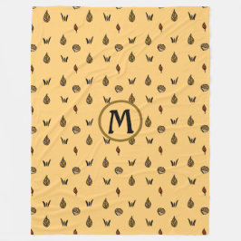 Cute Fall Leaves Acortern Pattern Custom Monogram Fleece Deken