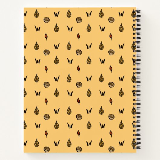 Cute Fall Leaves Acortern Pattern Custom Monogram Notitieboek (Achterkant)