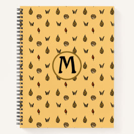 Cute Fall Leaves Acortern Pattern Custom Monogram Notitieboek