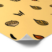 Cute Fall Leaves Acortern Pattern Custom Monogram Poster (Hoek)
