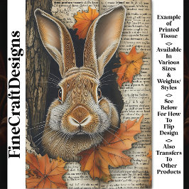 Cute Fall Peeking Rabbit Ephemera BK7 Decoupage Tissuepapier