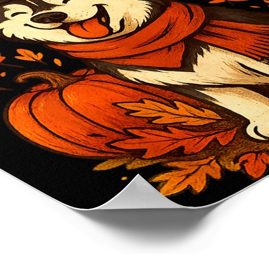 Cute Fall Pumpkin Autumn Dog Lover Tee  Poster (Hoek)