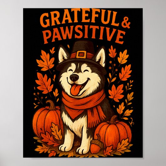 Cute Fall Pumpkin Autumn Dog Lover Tee  Poster (Voorkant)