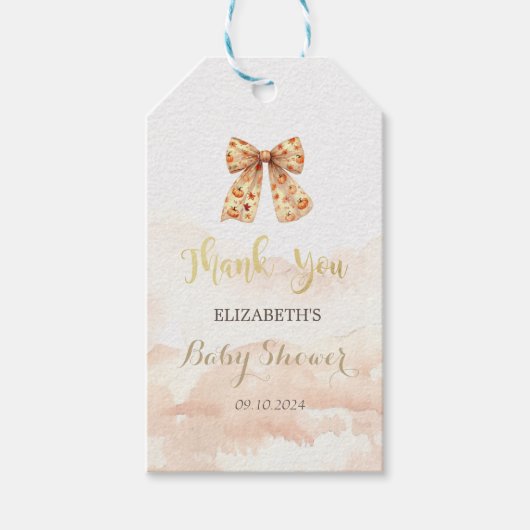 Cute Fall Pumpkins Boog Baby Shower  Cadeaulabel (Voorkant)