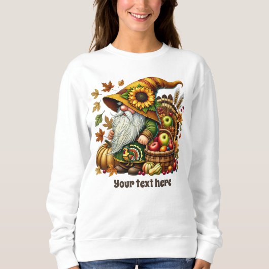 Cute Fall Seasonal gnome add text  Trui (Voorkant)
