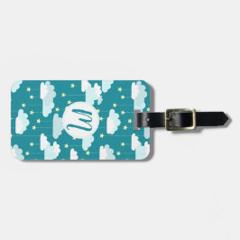 Cute Falling Stars & Clouds Pattern Bagagelabel