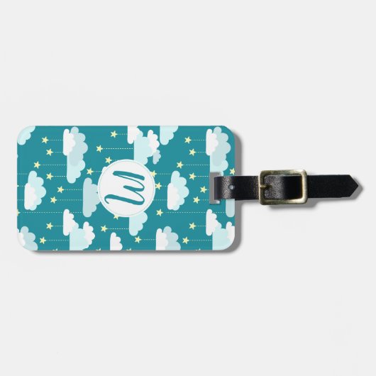 Cute Falling Stars & Clouds Pattern Bagagelabel (Voorkant horizontaal)