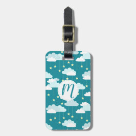 Cute Falling Stars & Clouds Pattern Bagagelabel