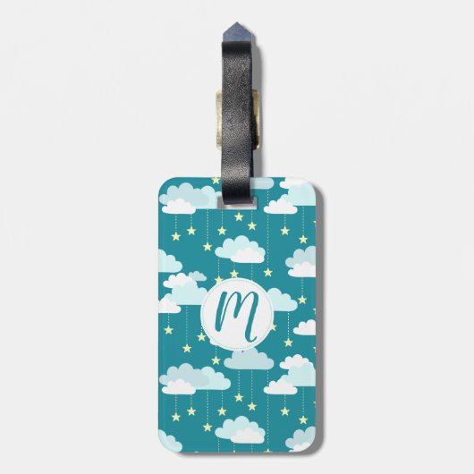 Cute Falling Stars & Clouds Pattern Bagagelabel (Achterkant verticaal)