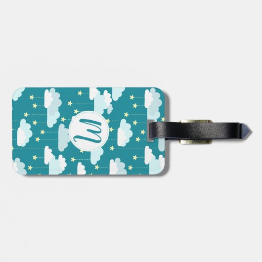 Cute Falling Stars & Clouds Pattern Bagagelabel (Achterkant horizontaal)