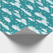 Cute Falling Stars & Clouds Pattern Cadeaupapier (Hoek)