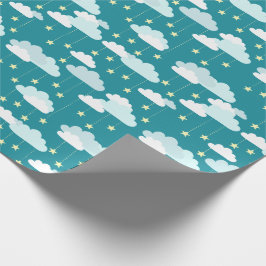 Cute Falling Stars & Clouds Pattern Cadeaupapier
