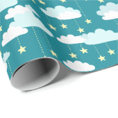 Cute Falling Stars & Clouds Pattern Cadeaupapier (Rol Hoek)