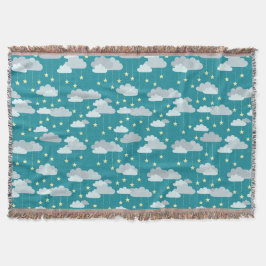 Cute Falling Stars & Clouds Pattern Deken