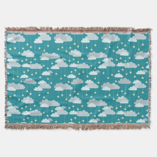 Cute Falling Stars & Clouds Pattern Deken