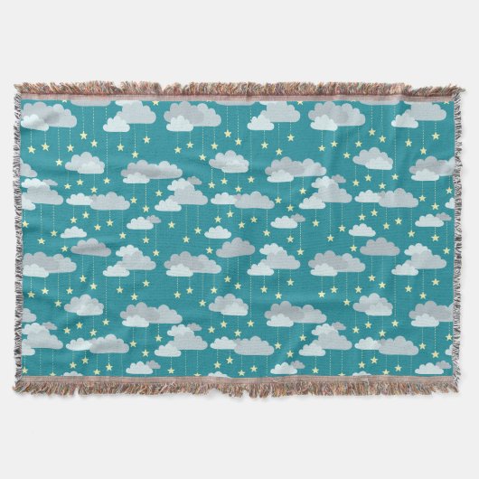 Cute Falling Stars & Clouds Pattern Deken (Voorkant)