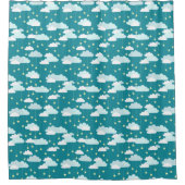 Cute Falling Stars & Clouds Pattern Douchegordijn (Voorkant)