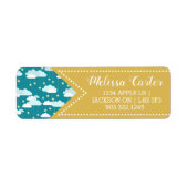 Cute Falling Stars & Clouds Pattern Etiket (Voorkant)
