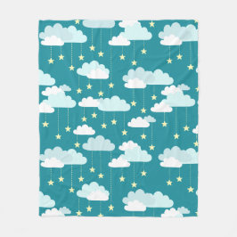 Cute Falling Stars & Clouds Pattern Fleece Deken