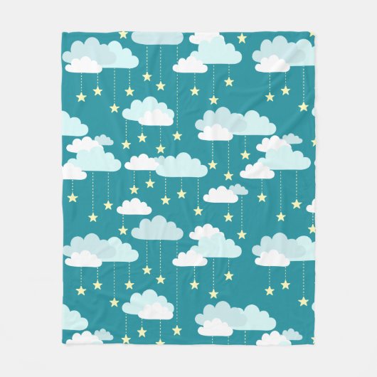 Cute Falling Stars & Clouds Pattern Fleece Deken (Voorkant)