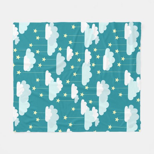 Cute Falling Stars & Clouds Pattern Fleece Deken (Voorkant (Horizontaal))