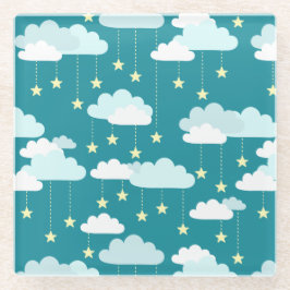 Cute Falling Stars & Clouds Pattern Glazen Onderzetter