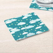 Cute Falling Stars & Clouds Pattern Kartonnen Onderzetters (Schuin)