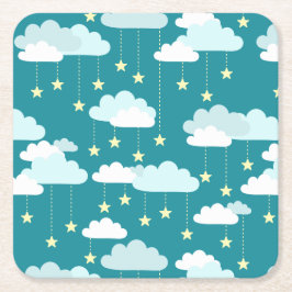 Cute Falling Stars & Clouds Pattern Kartonnen Onderzetters