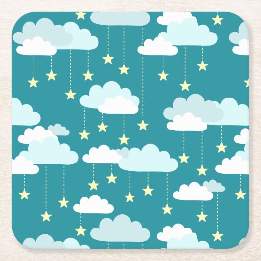 Cute Falling Stars & Clouds Pattern Kartonnen Onderzetters (Voorkant)