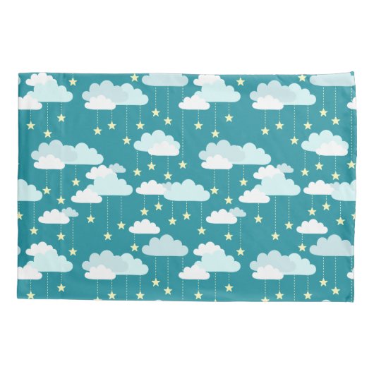 Cute Falling Stars & Clouds Pattern Kussensloop (Achterkant)