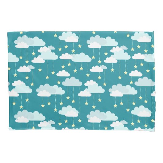 Cute Falling Stars & Clouds Pattern Kussensloop (Voorkant)