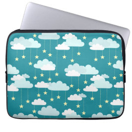 Cute Falling Stars & Clouds Pattern Laptop Sleeve