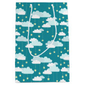 Cute Falling Stars & Clouds Pattern Medium Cadeauzakje (Voorkant)
