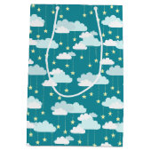Cute Falling Stars & Clouds Pattern Medium Cadeauzakje (Achterkant)
